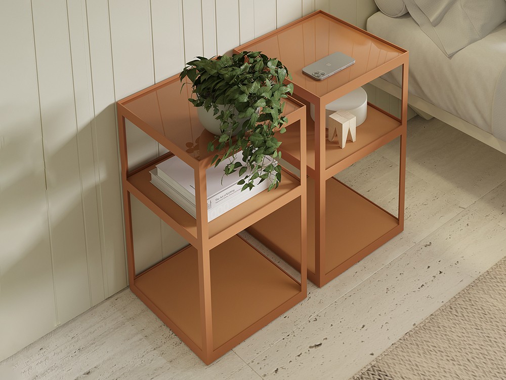 Mesitas de noche Kub de metal y cristal lacado Vive muebles