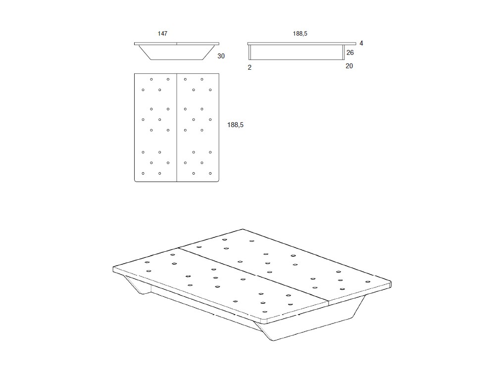 Medidas base Flot para colchón de 150x190cm de Vive muebles