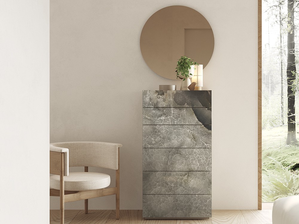 Sifonier Sora con sobre y frentes en cristal impreso Onix de Vive