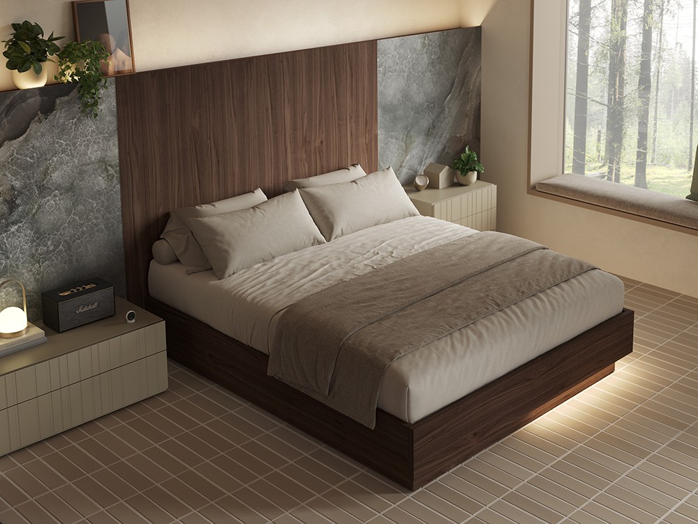 El cabecero también tiene iluminación led con mando a distancia CB03 Vive