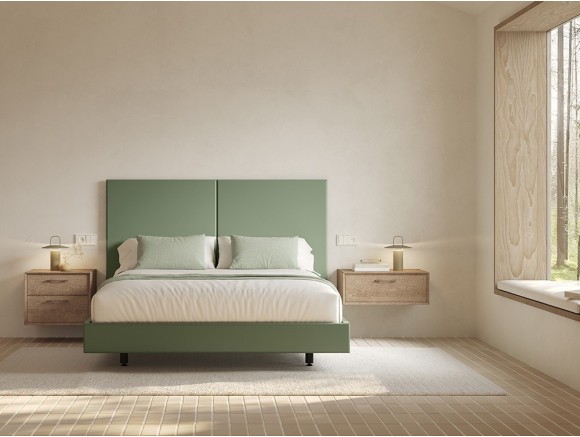 Cama Kori para colchón de 150x190cm en acabado lacado Cuarzo de Vive muebles