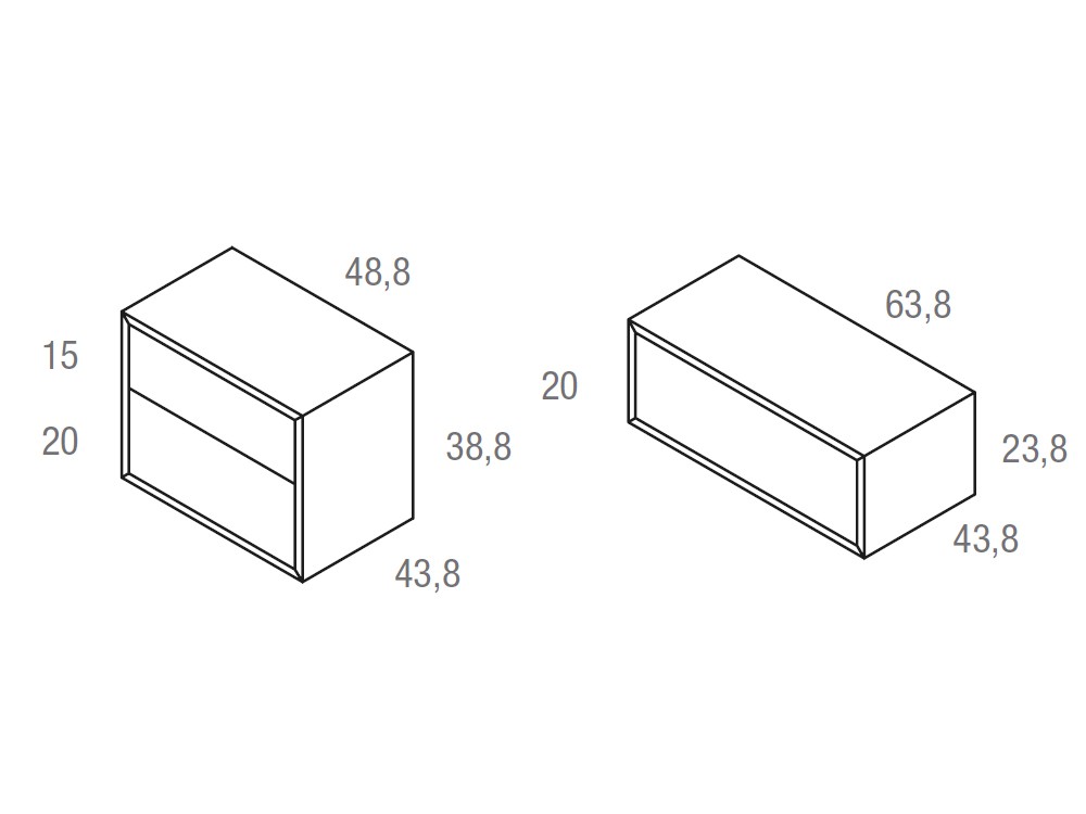 Medidas de las mesitas de noche suspendidas Angul en chapa fresno camel Vive