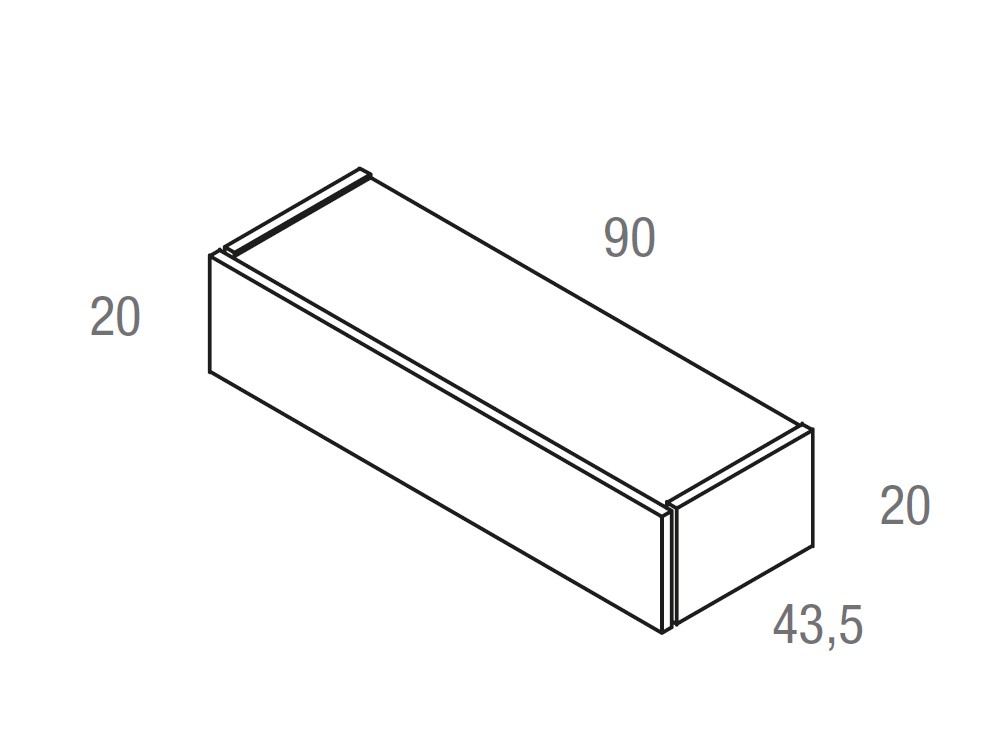 Medidas de la mesita de noche Sora Silk 90cm con un cajón. Vive muebles