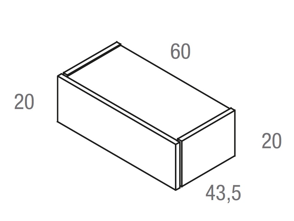 Medidas de la mesita de noche Sora Silk 60cm con un cajón. Vive muebles