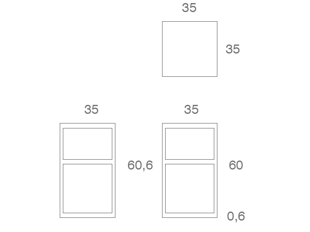 Medidas de al mesita de noche Kub de Vive muebles.