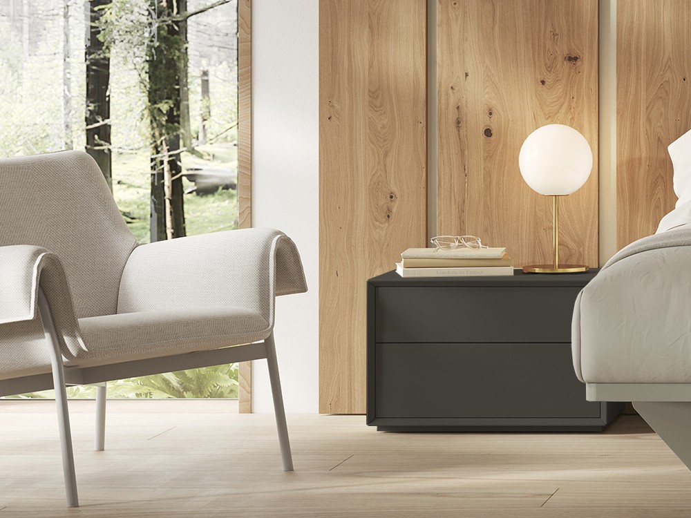 Elegancia y practicidad en la mesita de noche Angul de Vive muebles.