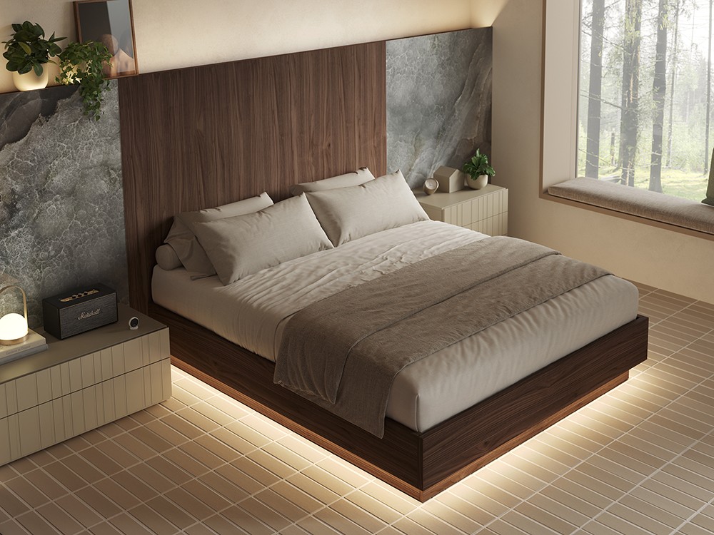 Cama con luz led para el dormitorio Casa del Bosque 03 de muebles Vive