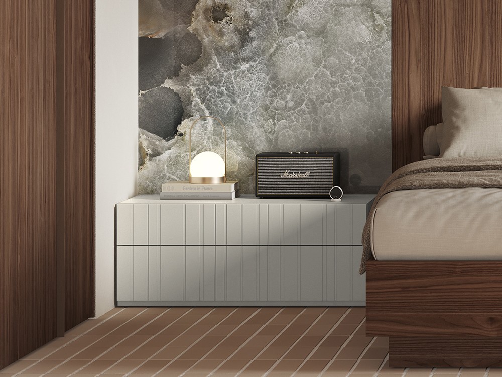 La mesita de noche Compact Codic se puede personalizar en acabados laca o chapa natural.