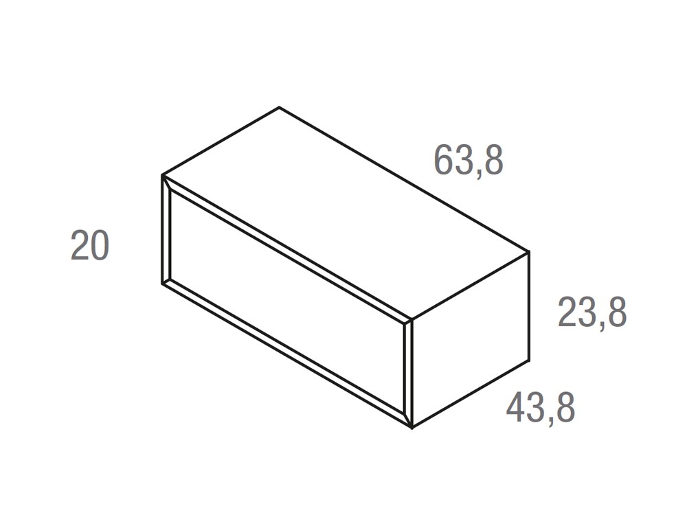 medidas de la mesita Angul suspendida con un cajón de 63.8cm