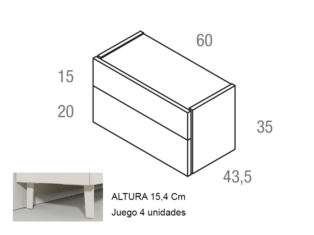 Medidas de la mesita de noche Sora Stone 60cm de Vive muebles.