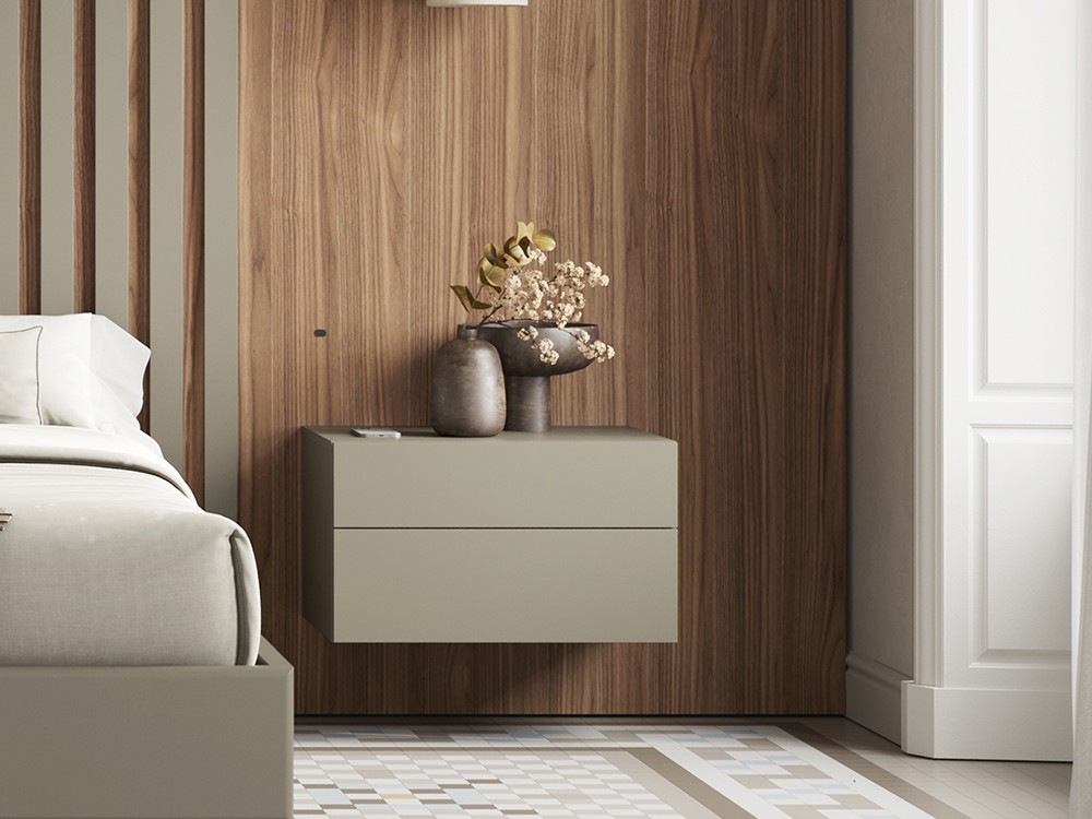 Mesita de noche suspendida con dos cajones Compact de vive muebles