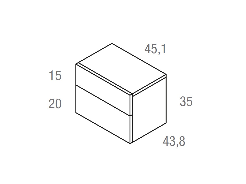 Medidas de la mesita de noche suspendida Compact lacada 45.1cm Vive muebles