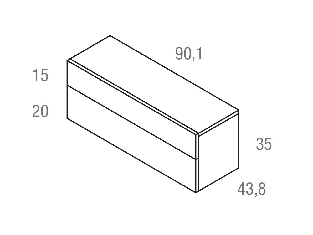 Medidas de la mesita de noche suspendida Compact lacada 90.1cm Vive muebles
