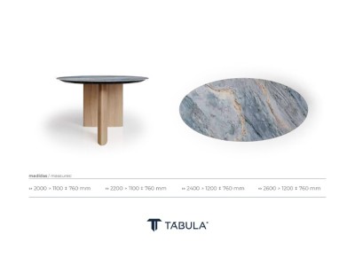 Medidas disponibles para la mesa fija de comedor elipse Olive de Tabula