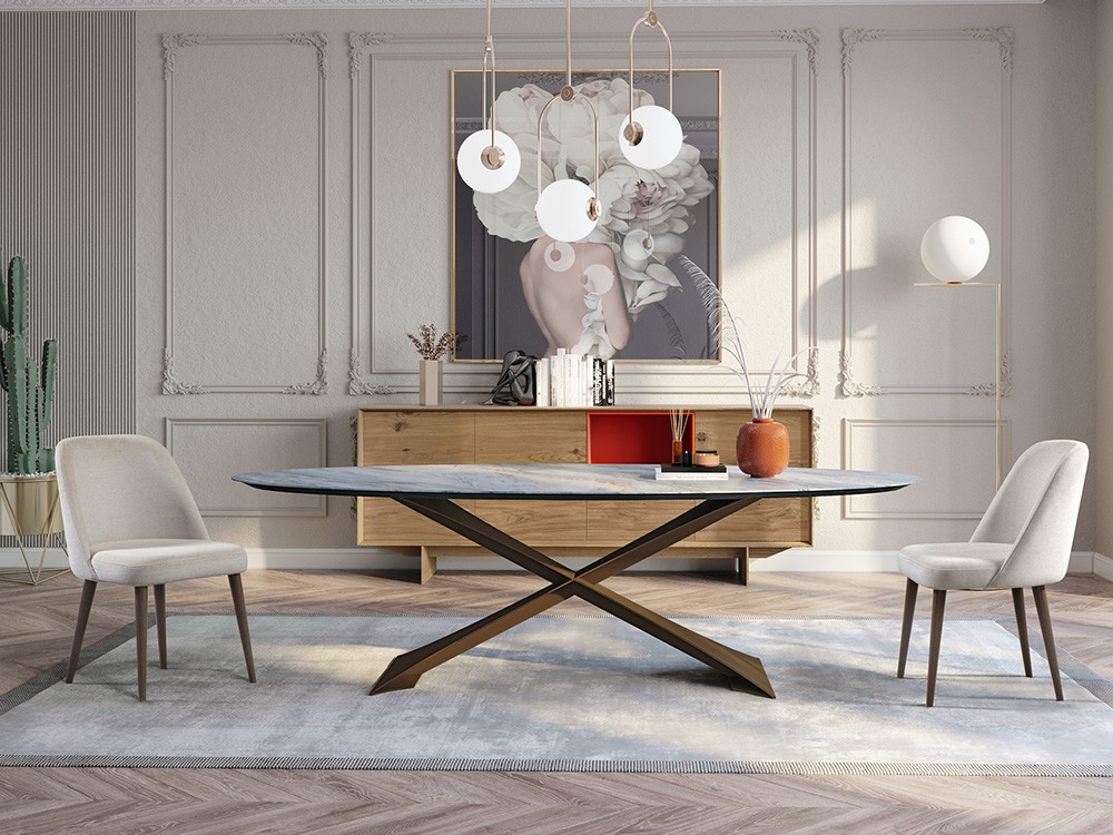 Mesa fija de comedor con silueta elipse Vik de Tabula