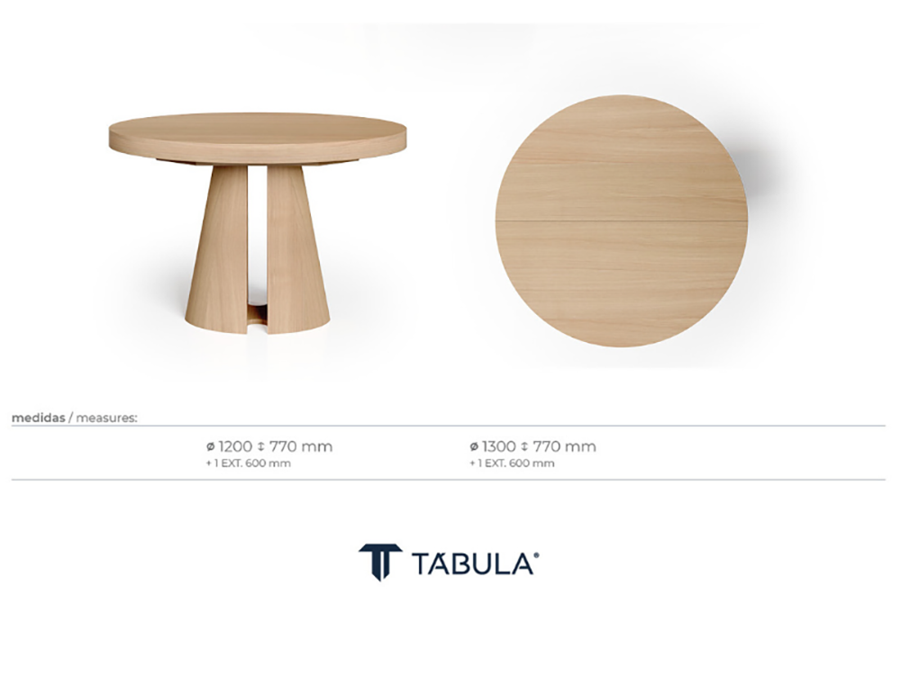 Medidas de  la mesa extensible Bia de Tabula