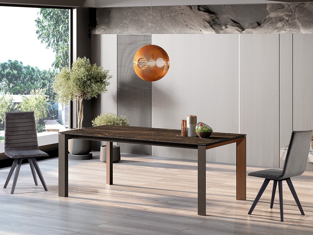 Mesa extensible Celia con sobre porcelánico de Tabula