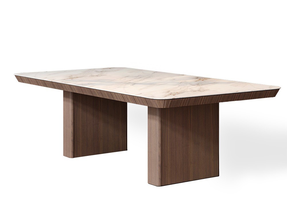 Puedes elegir entre los acabados en porcelánico y chapas que te ofrecemos Pico mesa fija de Tabula