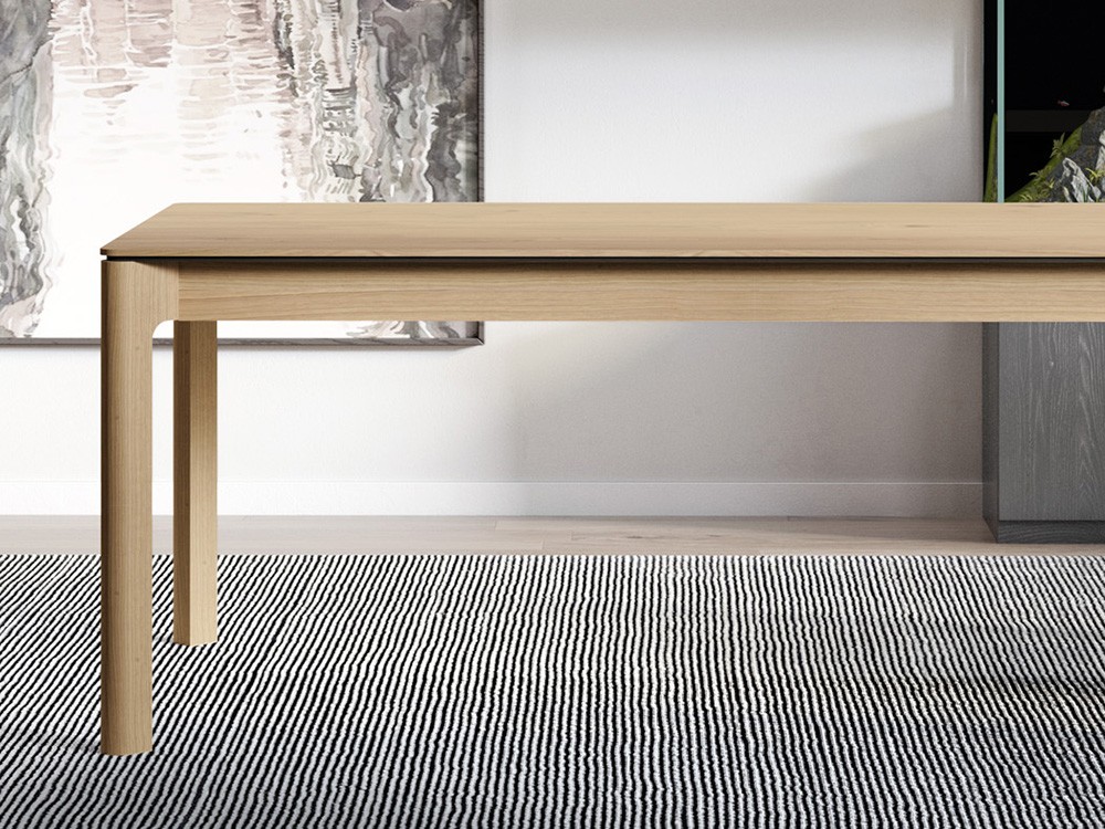 Detalle de las patas del la mesa extensible de comedor Bowie de Tabula