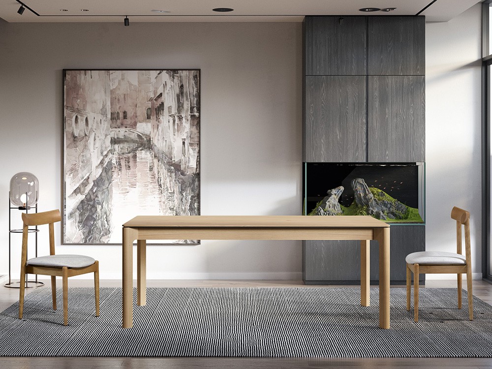 Mesa extensible de comedor Bowie de chapa natural Tabula