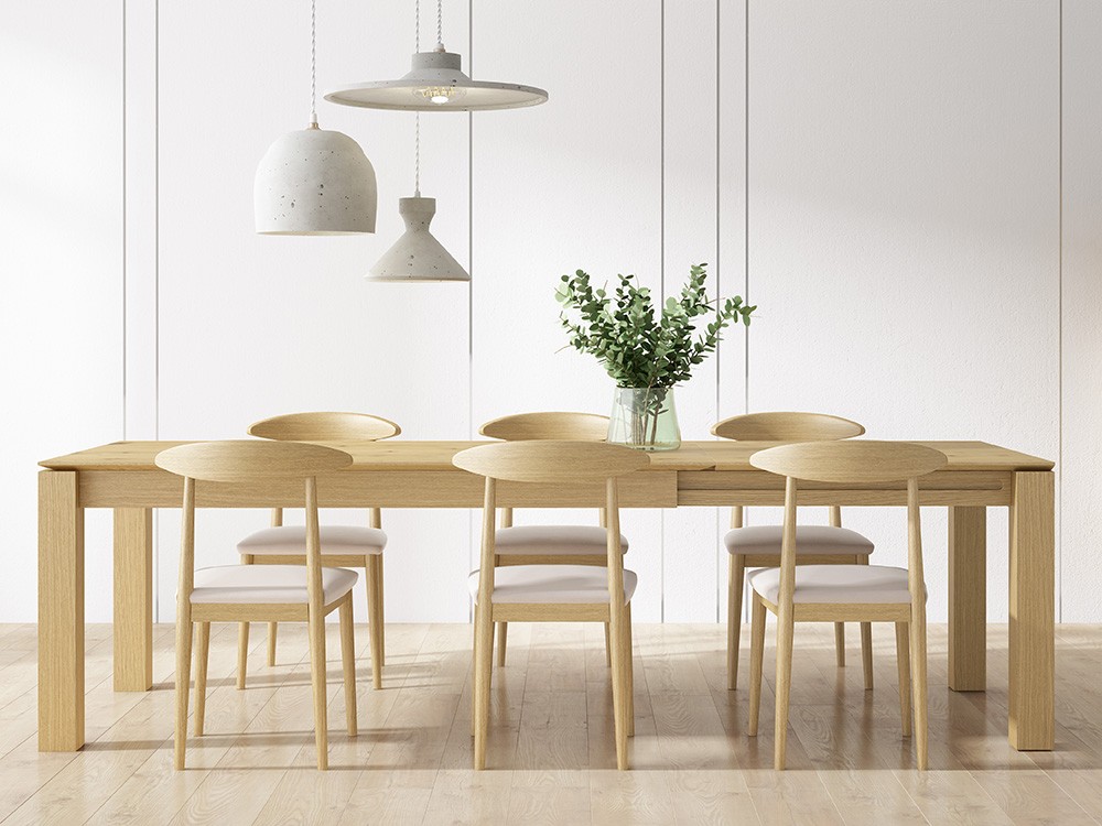 Mesa extensible de comedor Cube de chapa natural Tabula