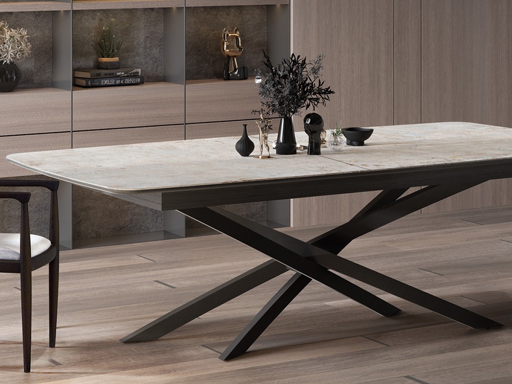 Mesa extensible para comedor disponible también en mesa fija Curvy de Tabula