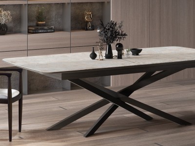 Mesa extensible para comedor disponible también en mesa fija Curvy de Tabula