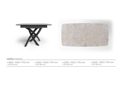 Medidas para la mesa extensible de comedor Curvy de Tabula