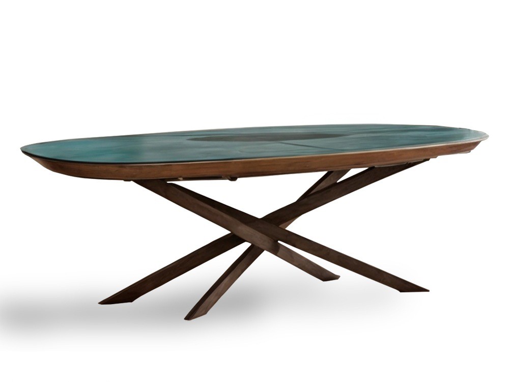 Sobre porcelánico o chapa natural de roble o nogal, tu eliges para tu mesa Flamme de Tabula