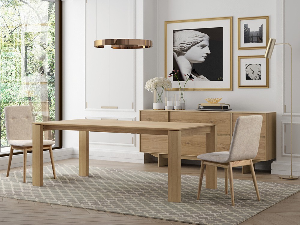 Mesa extensible de comedor en chapa natural de roble o nogal Pure Tabula