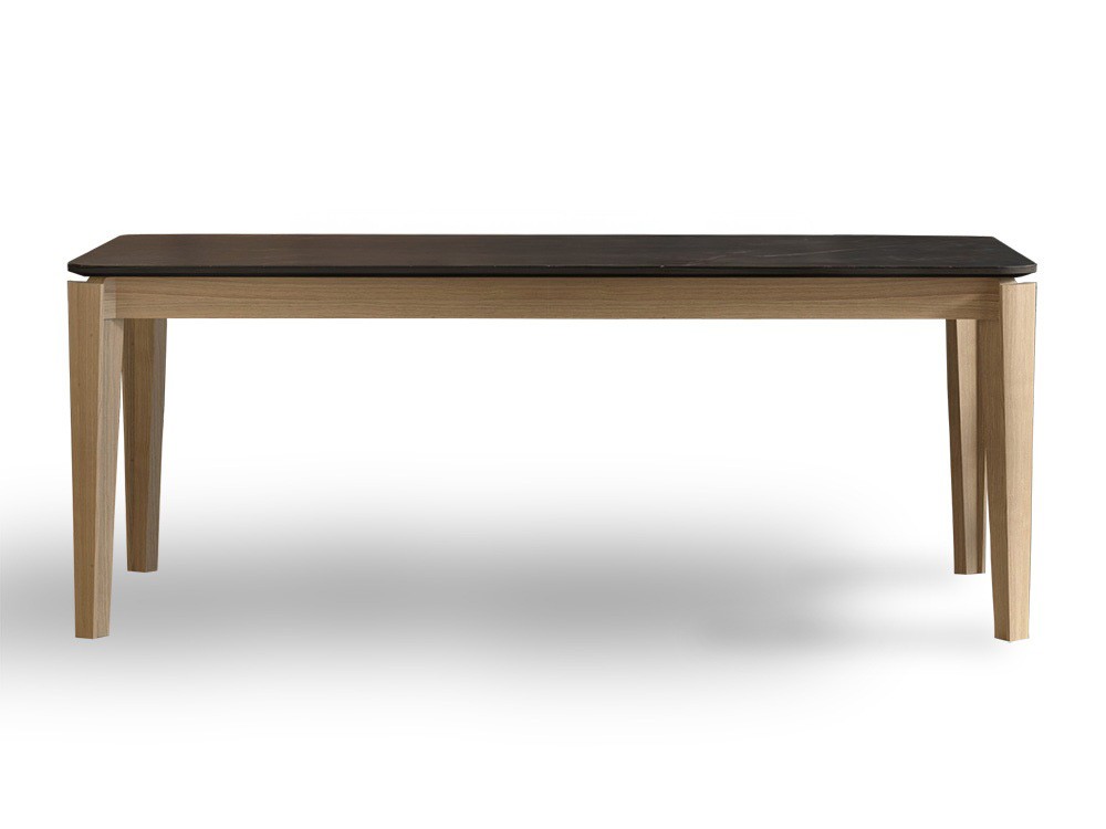 Mesa extensible con sobre en porcelánico o chapa natural Ziggy de Tabula