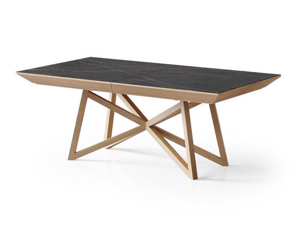 Disponible con sobre de chapa natural o porcelánico y también fija Iris Tabula