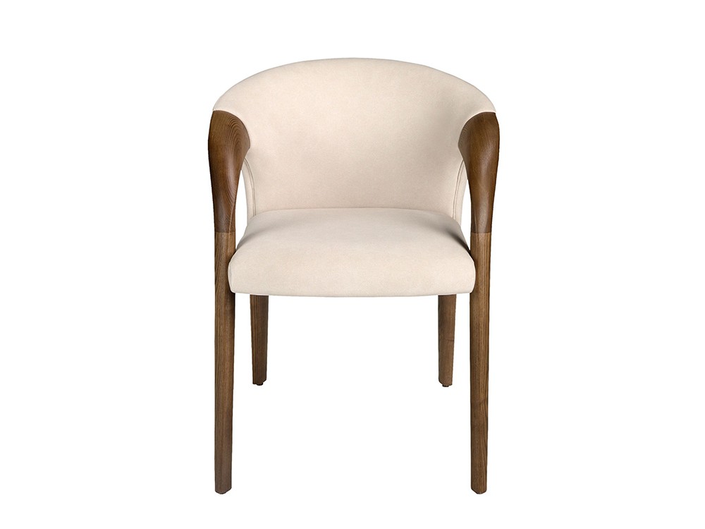 5151 silla tapizada en un tejido aterciopelado color crema de Ángel Cerdá