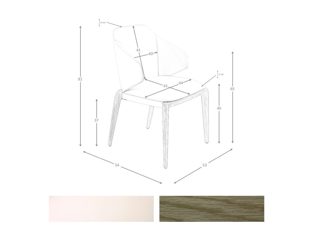 Medidas y acabados de la silla de comedor tapizada en polipiel 5123 de Ángel Cerdá