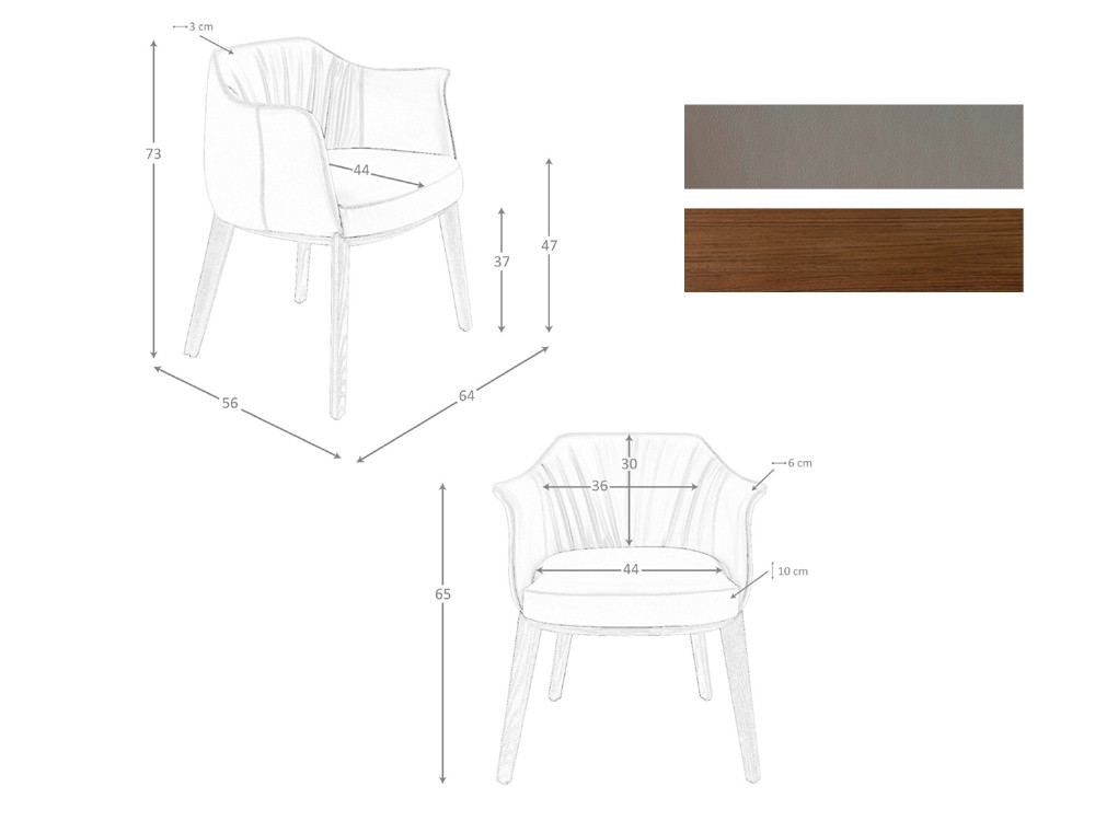Medidas y acabados de las silla de comedor tapizada 5152 de Ángel Cerdá