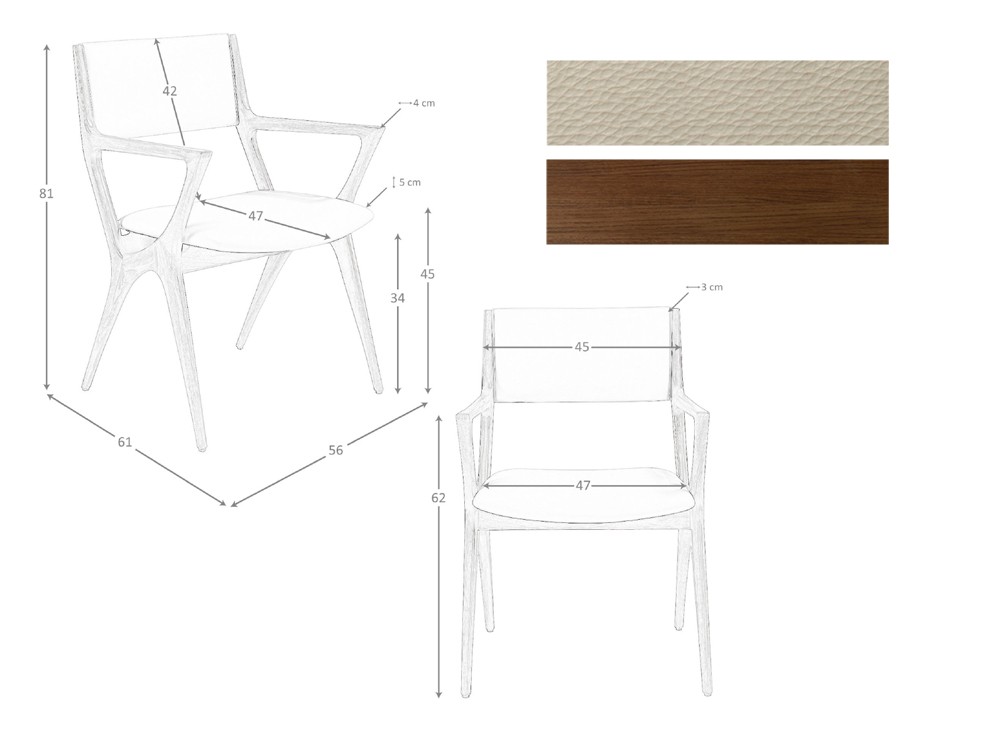 Medidas y acabados de la silla de comedor  4199 de Ángel Cerdá