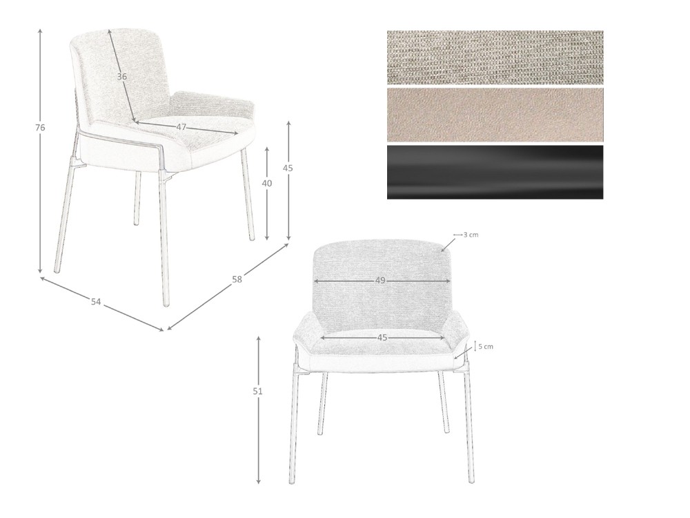 Medidas y acabados de la silla de comedor 4171 de Ángel Cerdá