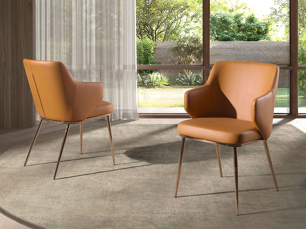 Silla tapizada en polipiel con patas de metal 4162 de Ángel Cerdá