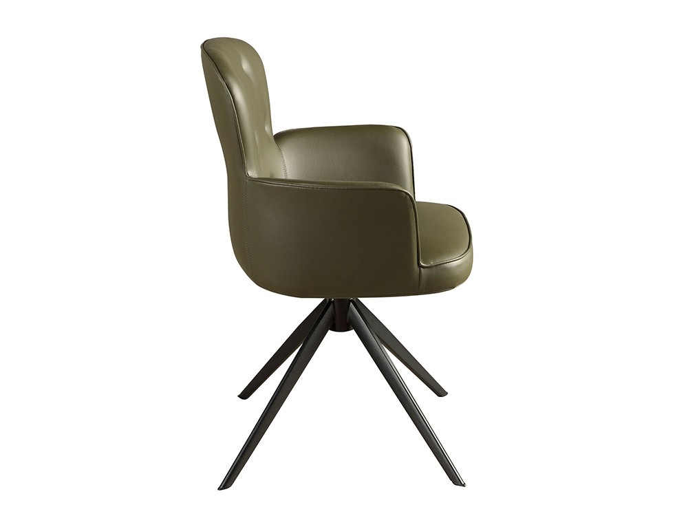Asiento capitoné tapizado en polipiel color verde oliva , silla de comedor 4192 de Ángel Cerdá