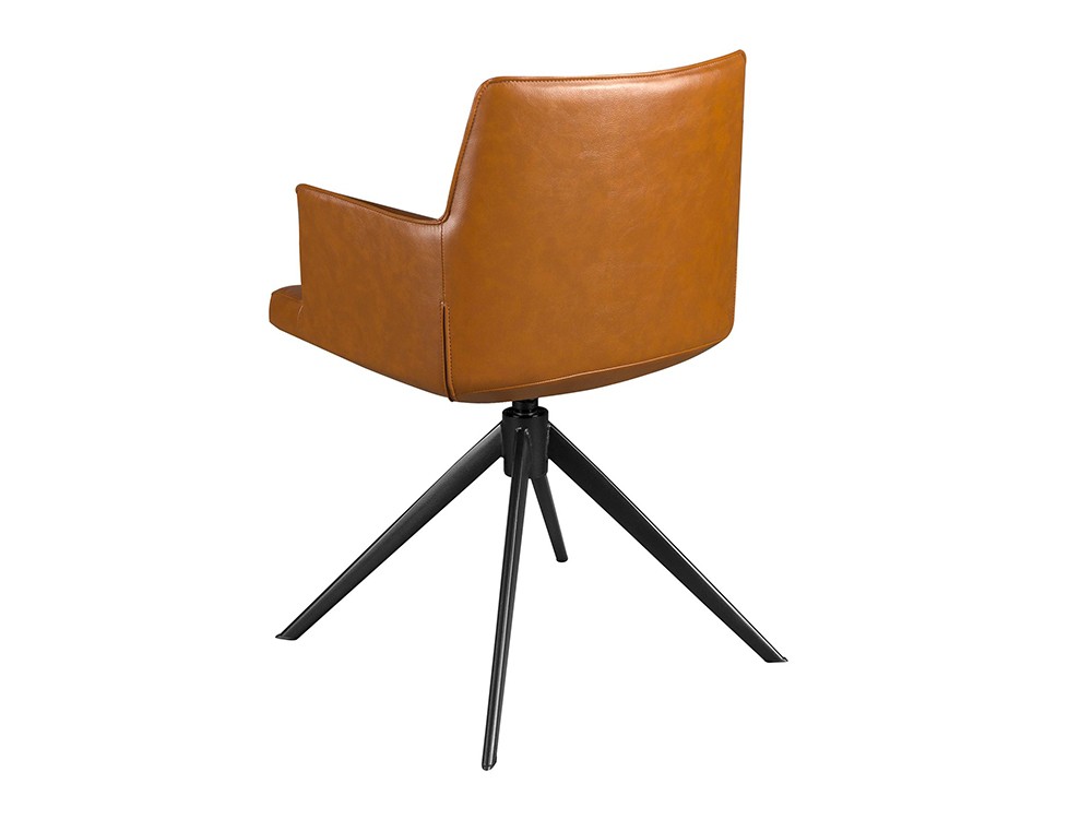 Tapizada en polipiel marrón con detalle fruncido en el respaldo, 4193 silla giratoria de Ángel Cerdá