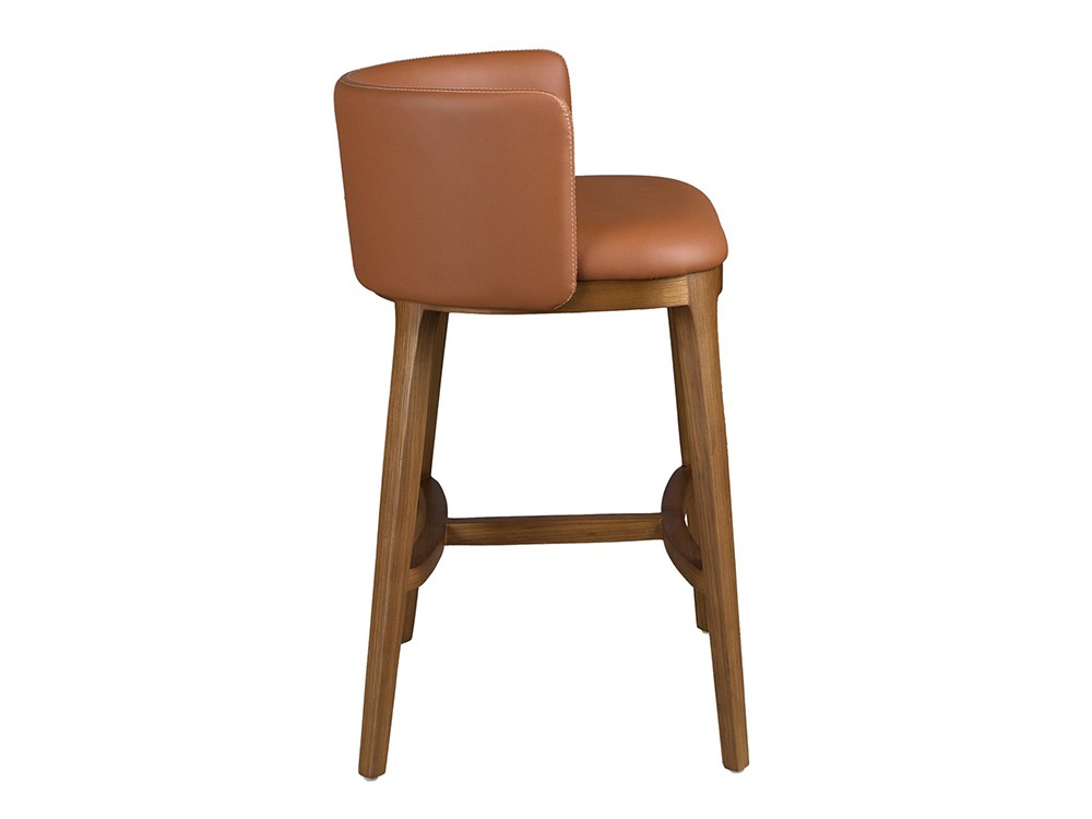 Tapizado en polipiel marrón con respaldo redondeado, taburete 4158 de Ángel Cerdá