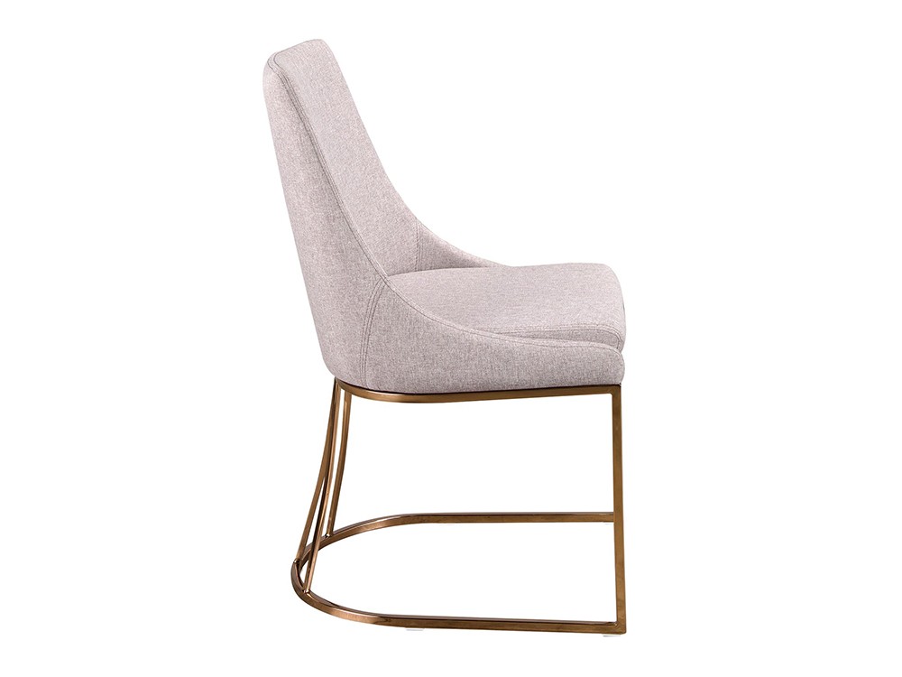 Asiento de líneas redondeadas tapizado en tejido en color gris rosado, silla 4182 de Ángel cerdá