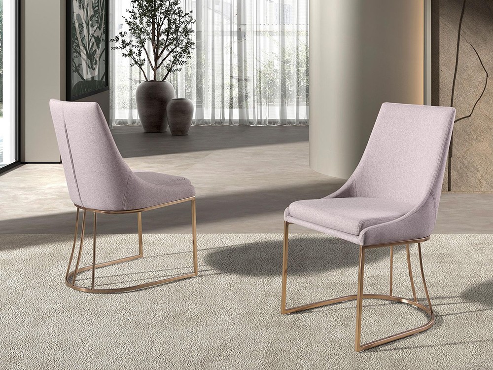 Silla tapizada en textil gris rosado y base de acero 4182 de Ángel Cerdá