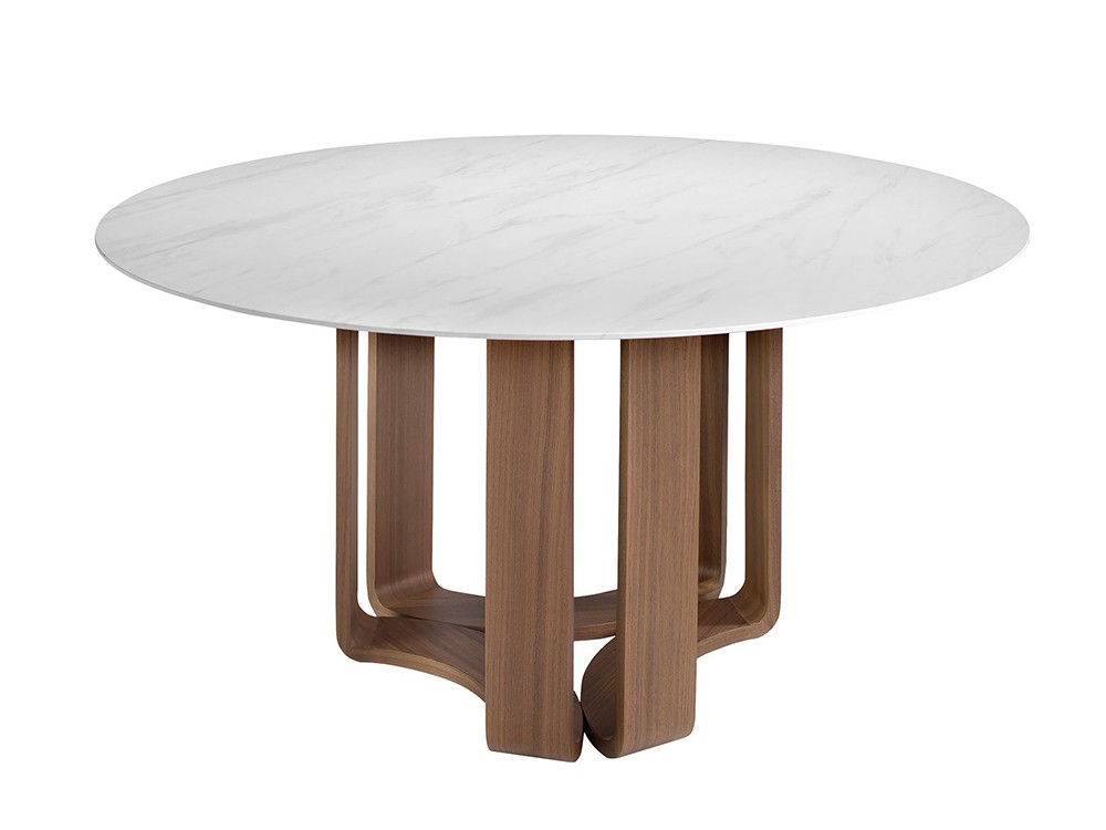 Mesa de comedor con sobre en porcelánico blanco con veta 1137 de Ángel Cerdá