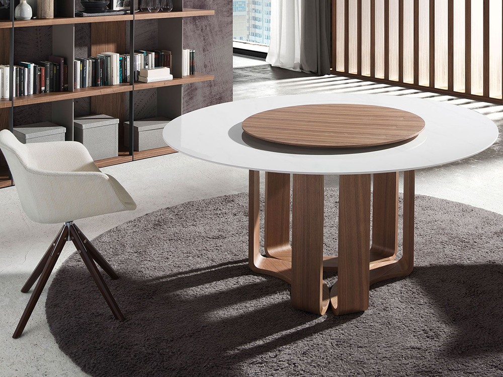 Mesa redonda fija de comedor con centro giratorio 1137 de Ángel Cerdá