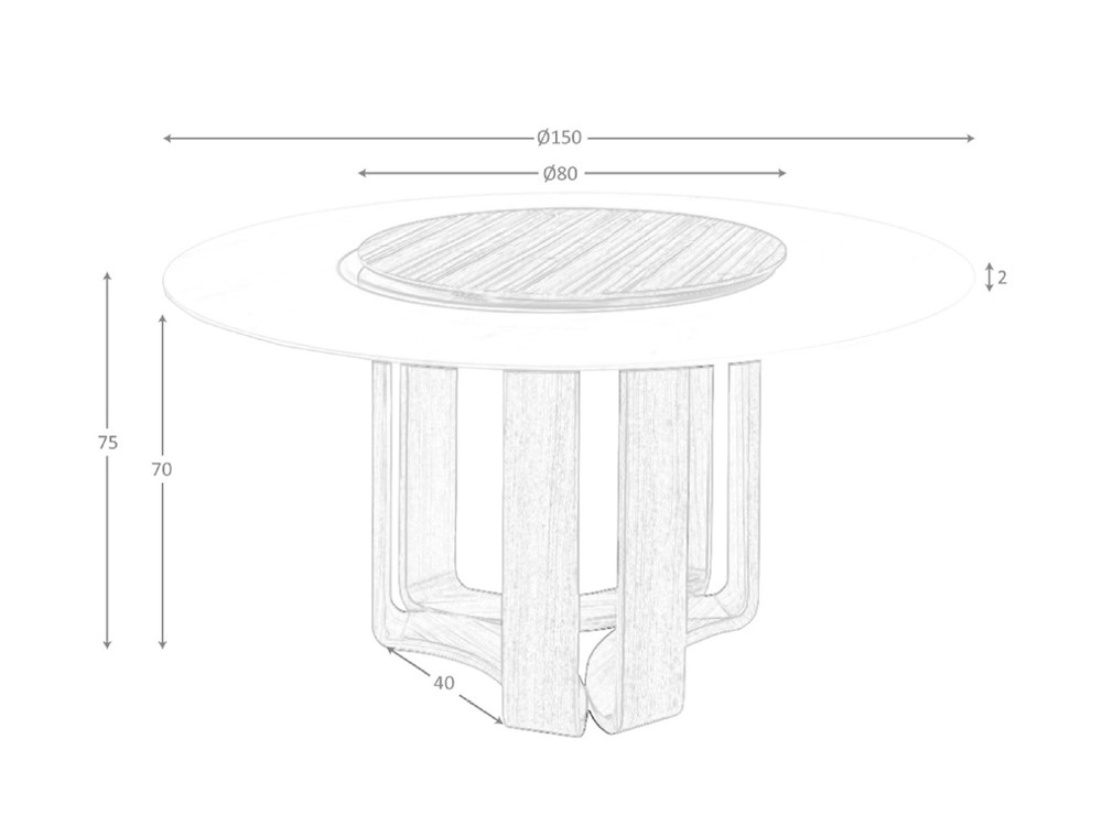 Medidas de la mesa de comedor 1137 de Ángel Cerdá