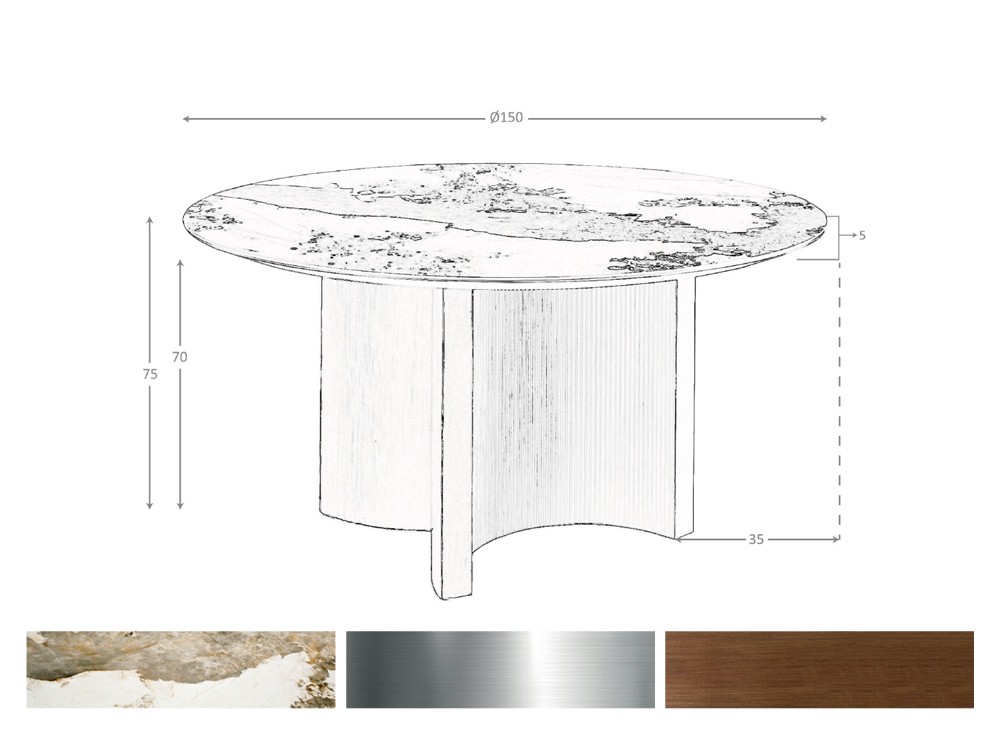 Medidas de la mesa redonda de comedor 1148 de Ángel Cerdá