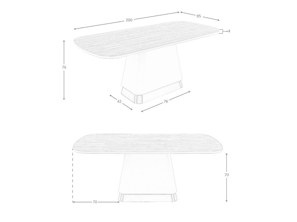 Medidas de la mesa fija de comedor 1166 de Ángel Cerdá
