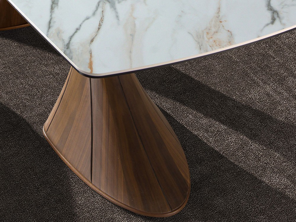 Detalle de la base escultórica de la mesa de comedor fija 1174 de Ángel Cerdá