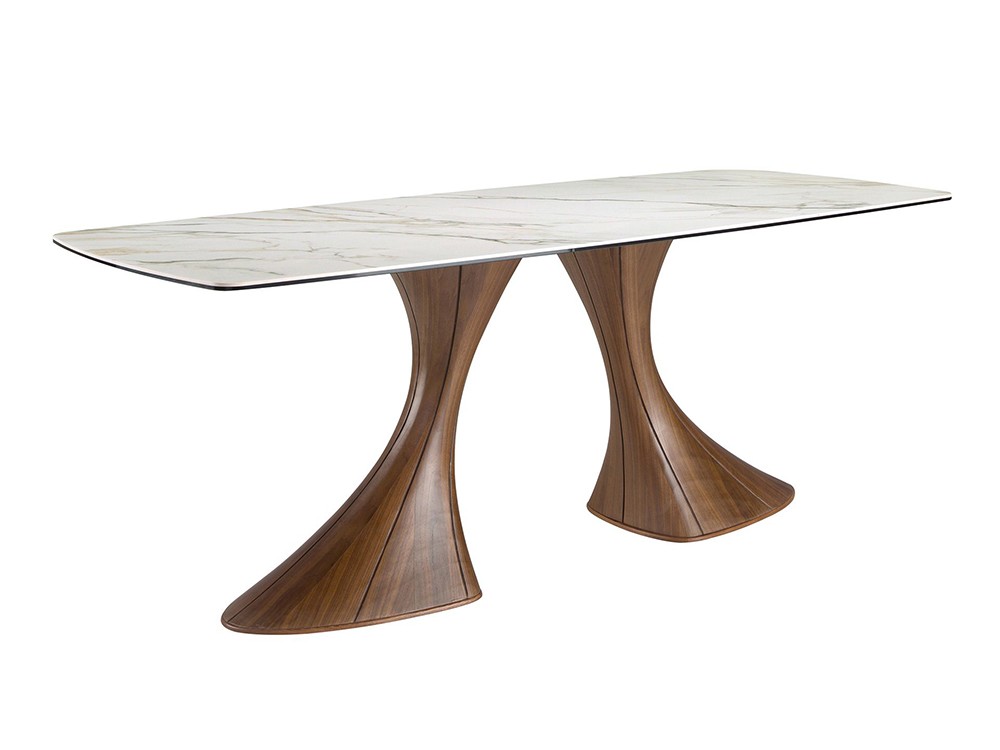 Sobre con silueta barril en porcelánico, mesa fija de comedor 1174 de Ángel Cerda